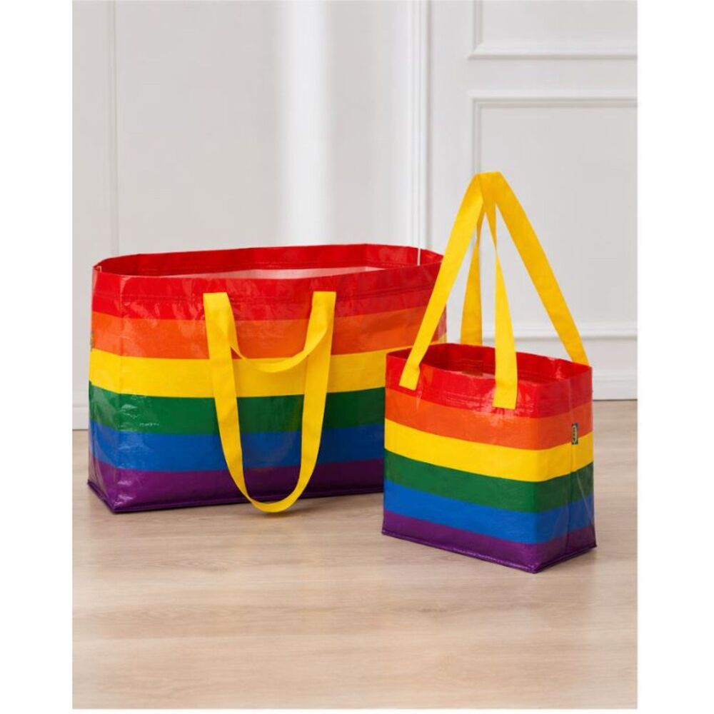 IKEA STORSTOMMA Rainbow Tote Bag Set Large + Small Reusable Shopping Bags